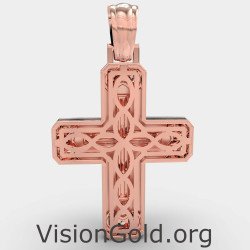 Cruz de bautizo de oro rosa 0140R