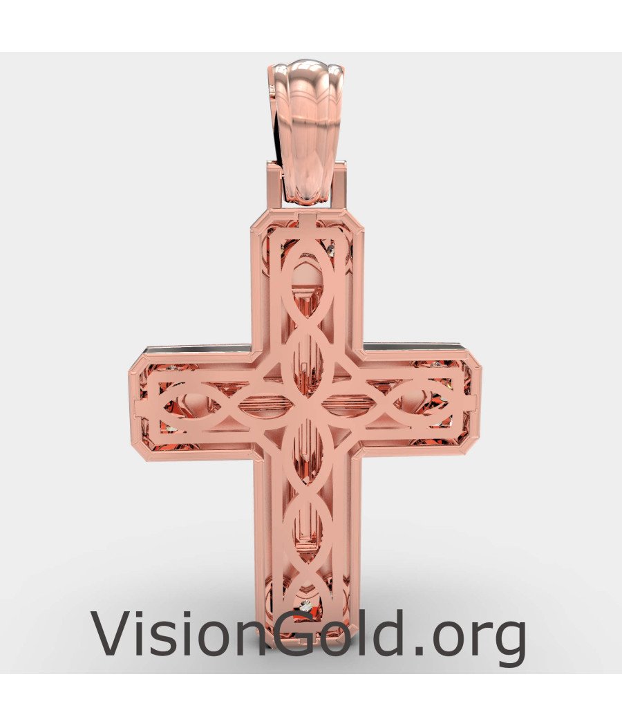 Γυναικείος Βαπτιστικός Σταυρός Σε Ροζ Χρυσό 0140R