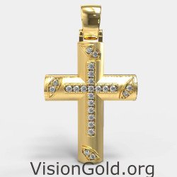 Pave Christian Cross Necklace - Religious Jewelry 0138K
