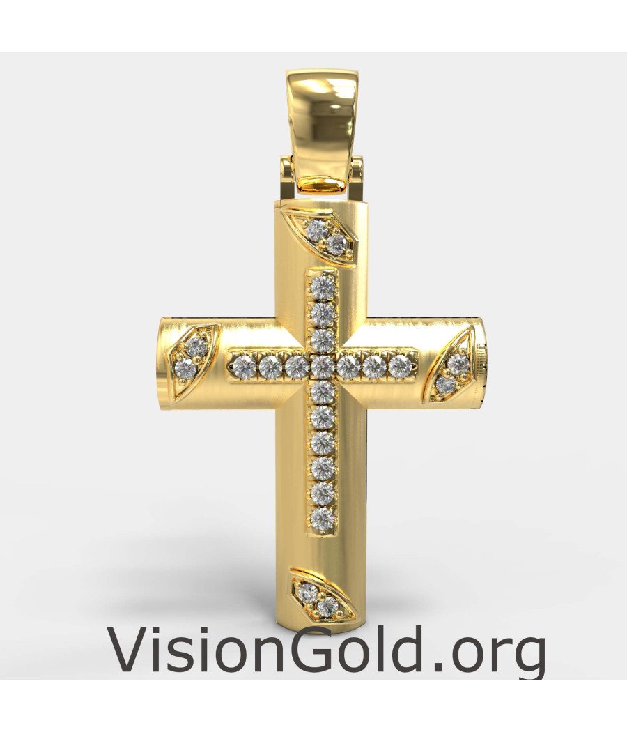 Pave Christian Cross Halskette - Religiöser Schmuck 0138K