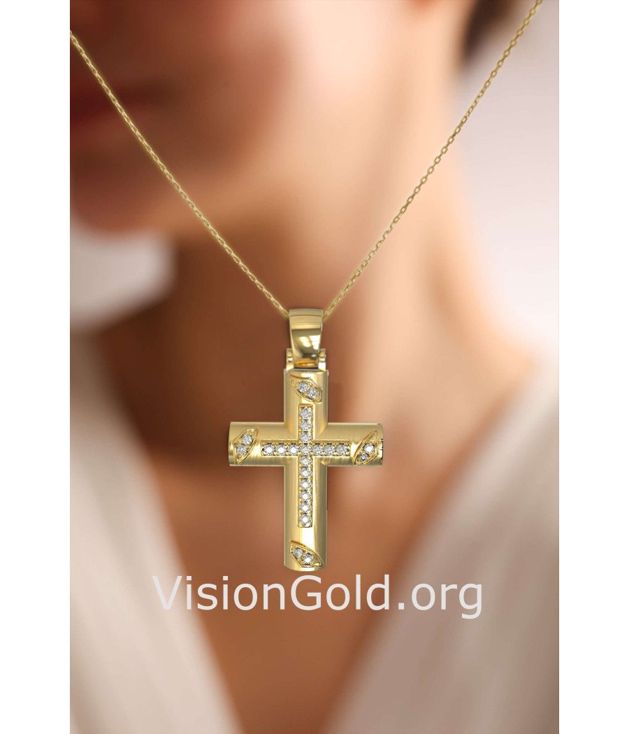 Ожерелье из паве с христианским крестом - религиозные украшения