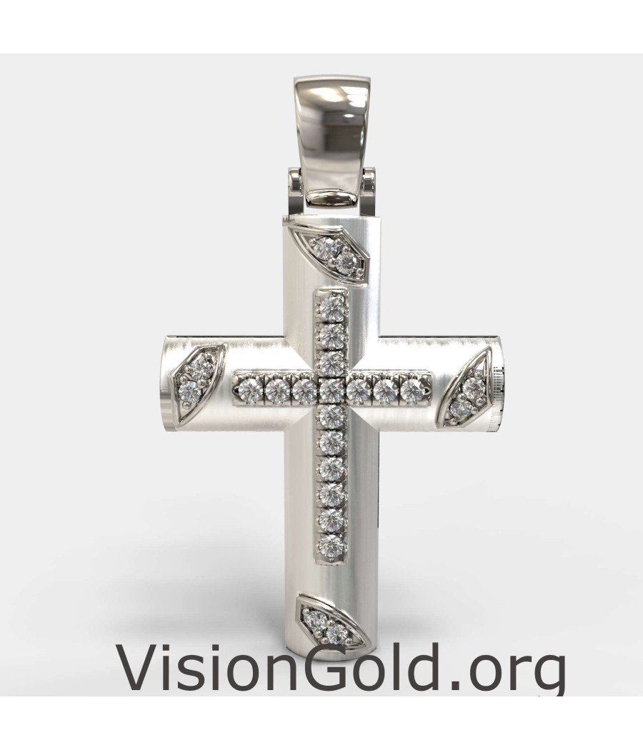 Οικονομικός Λευκόχρυσος Γυναικείος Βαπτιστικός Σταυρός 0138L