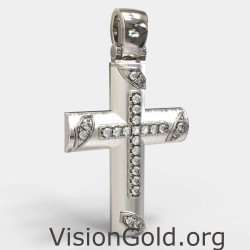 Οικονομικός Λευκόχρυσος Γυναικείος Βαπτιστικός Σταυρός 0138L