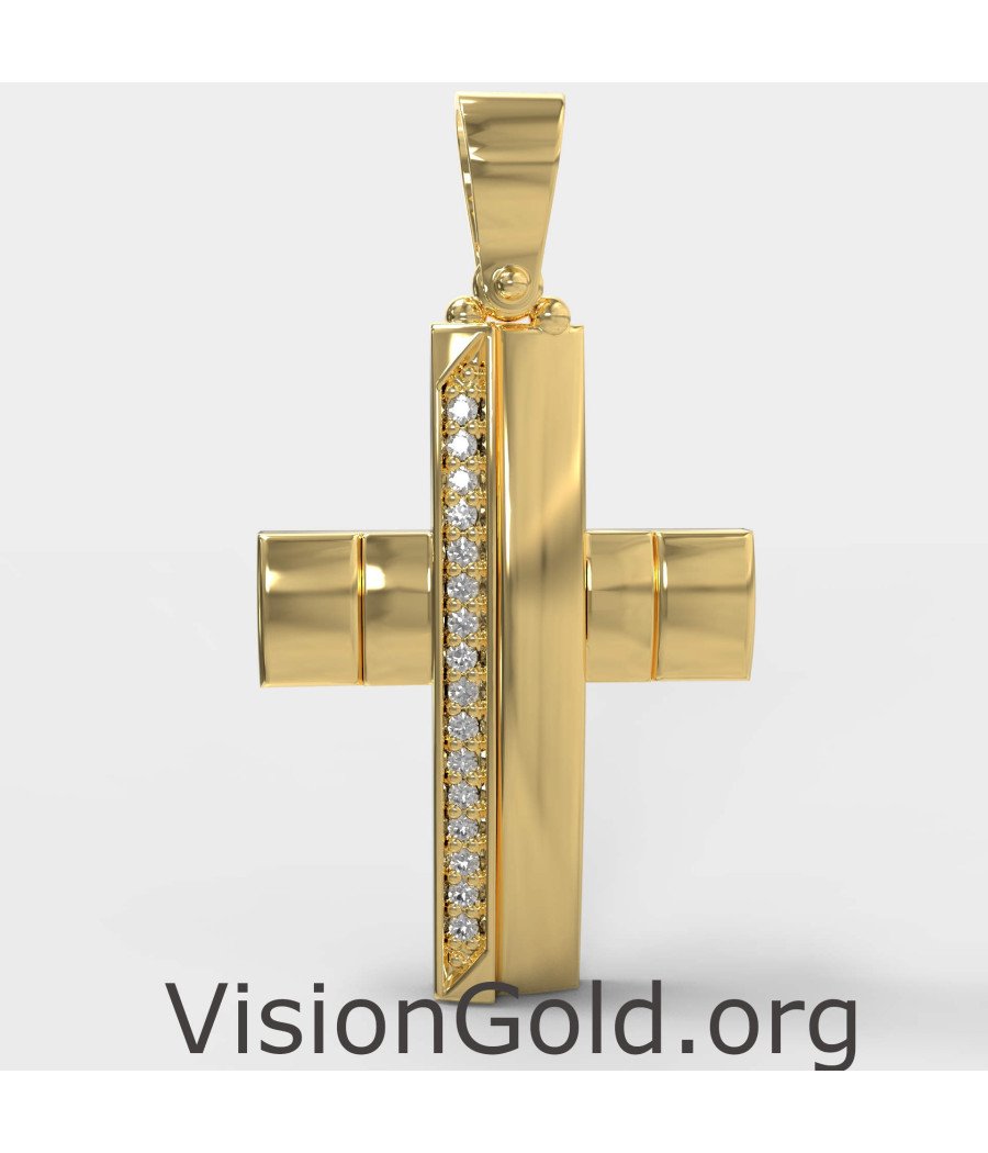 Yellow Gold Baby Girl Baptism Cross - Christening Cross Girl