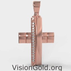 Οικονομικός Βαπτιστικός Σταυρός Σε Ροζ Χρυσό 0041R