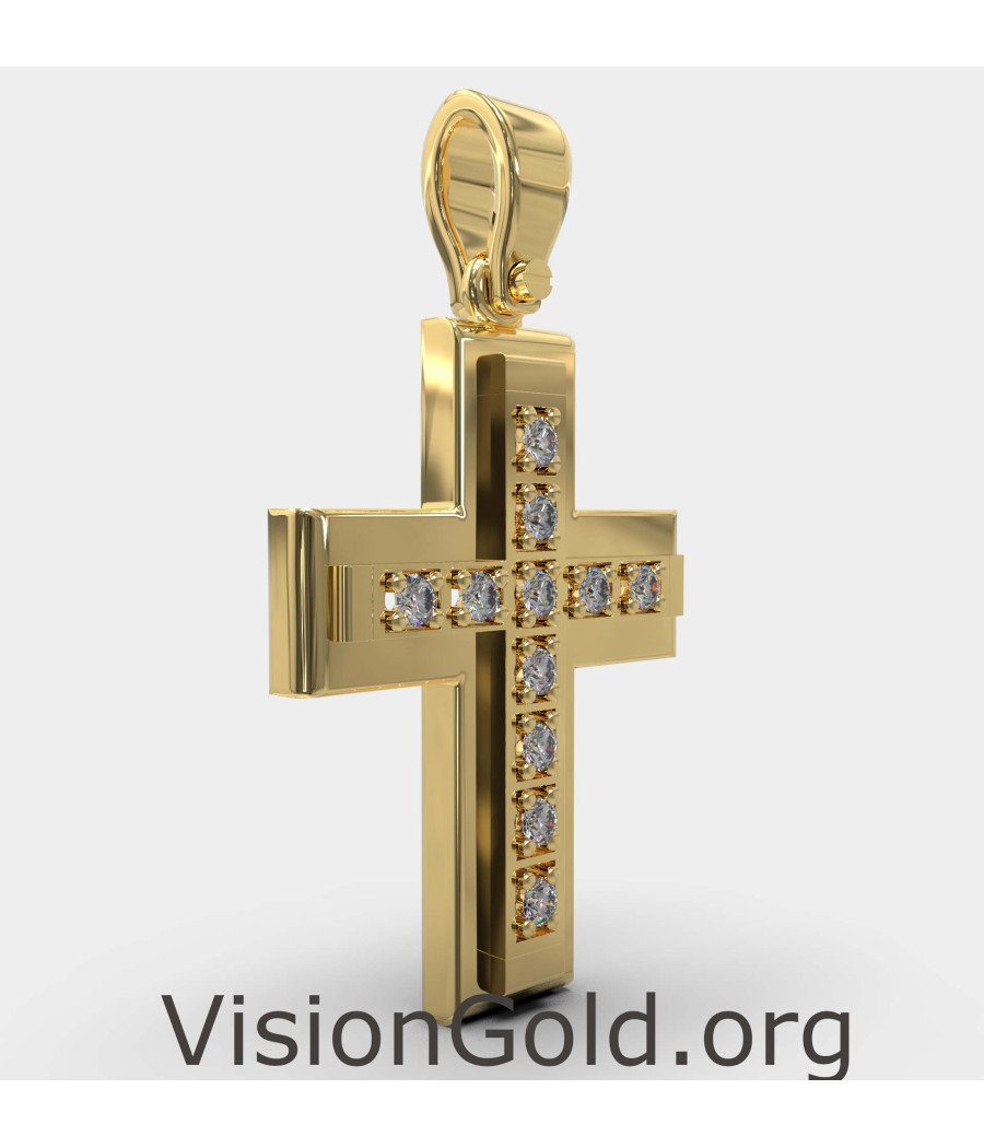 Gelbgold 14k Kreuz Halskette 0040K