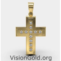 Ожерелье из желтого золота 14k Крест 0040K