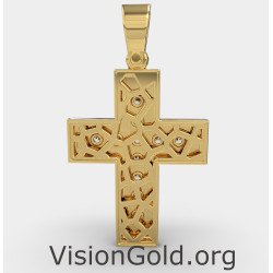 Ожерелье из желтого золота 14k Крест 0040K