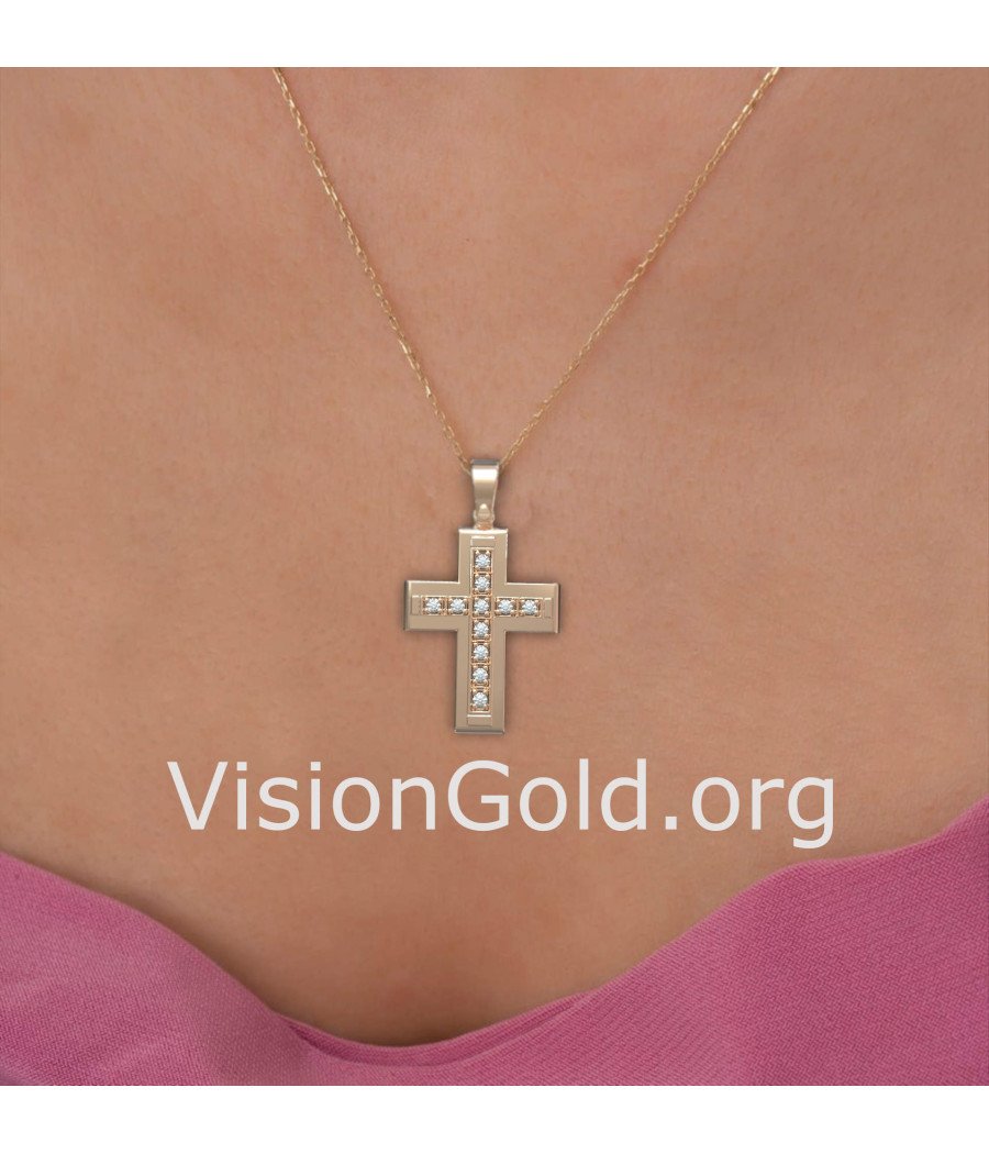 Золотое детское ожерелье Dainty Cross 0040R