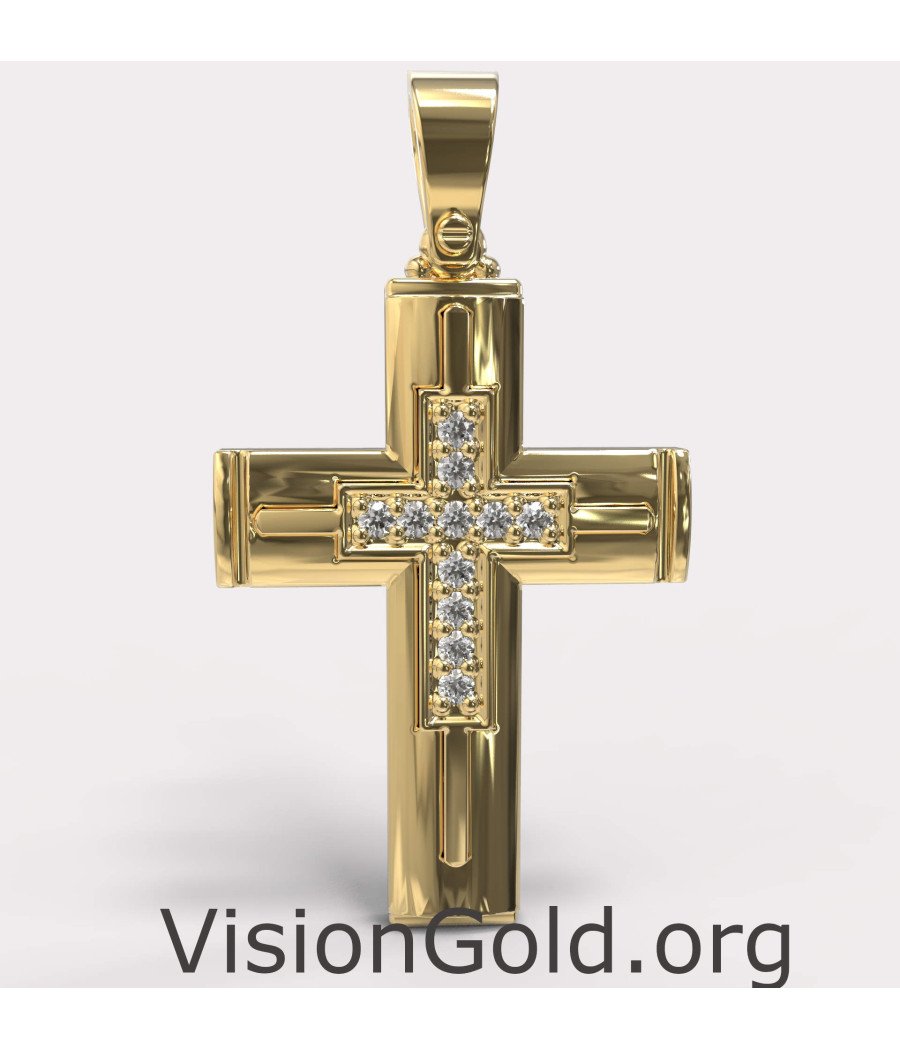 Witgouden dameskruis 14K met zirkonia 0037K