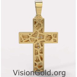 Witgouden dameskruis 14K met zirkonia 0037K