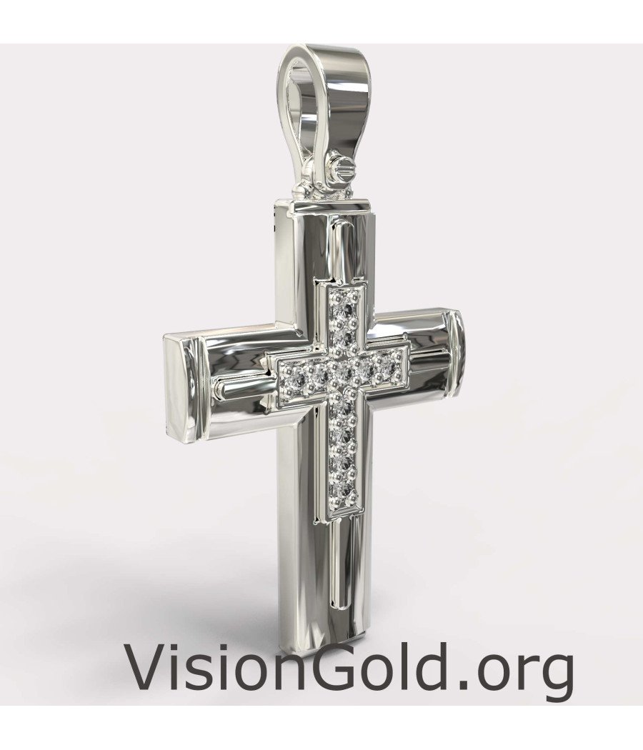 Luxury White Gold Baptismal Cross 0037L