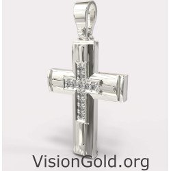 Luxury White Gold Baptismal Cross 0037L