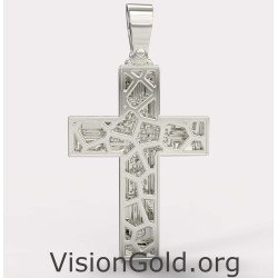 Luxury White Gold Baptismal Cross 0037L