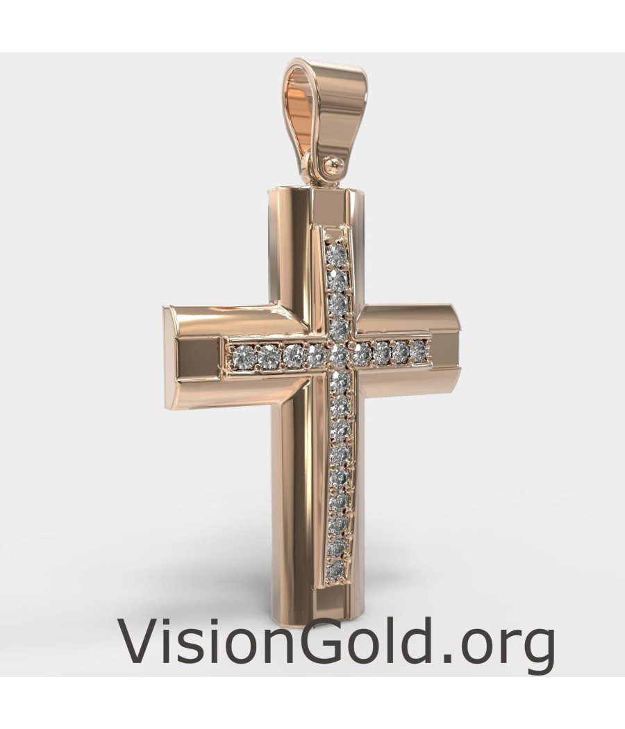 Rose Gold Baptismal Cross For Girl 0036R