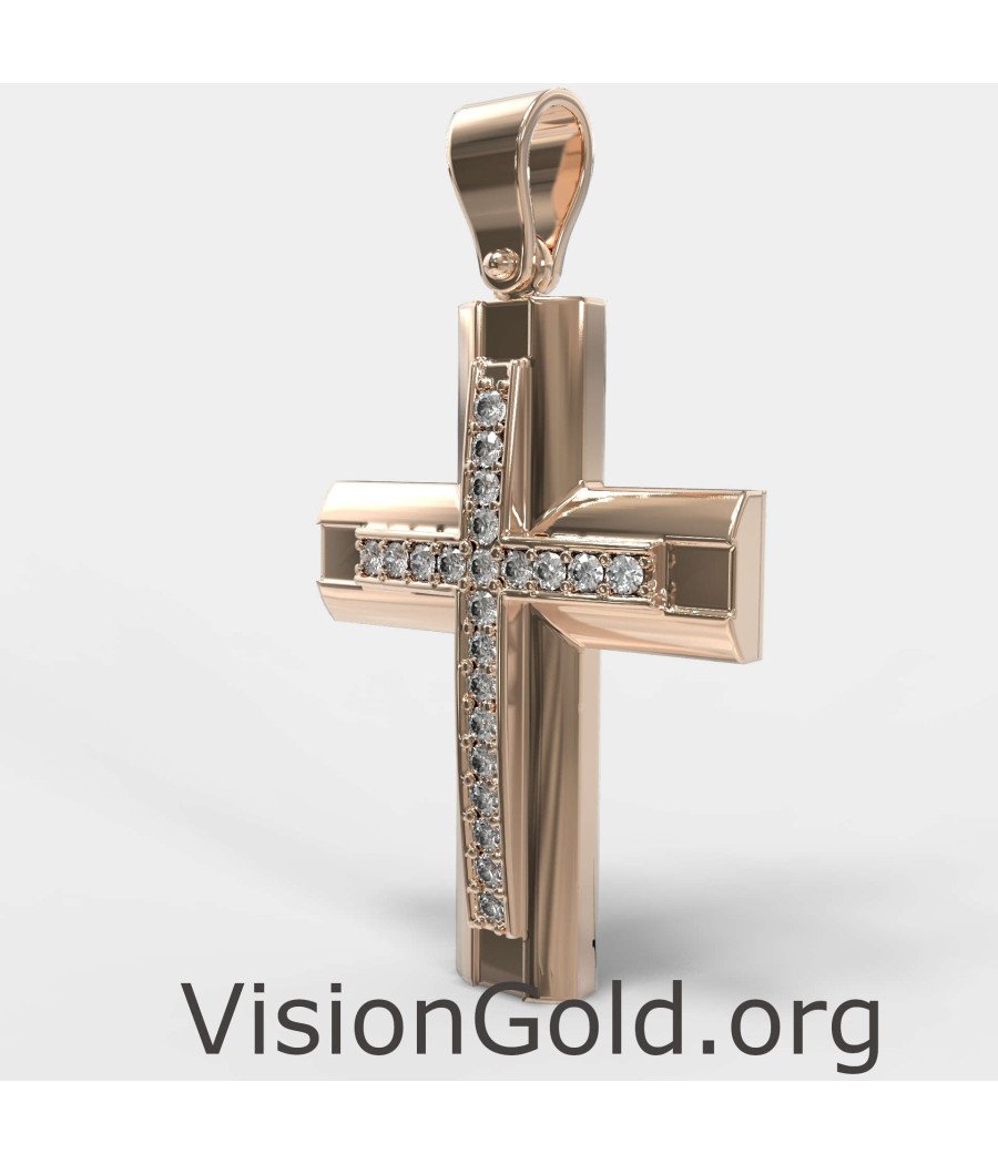 Rose Gold Baptismal Cross For Girl 0036R