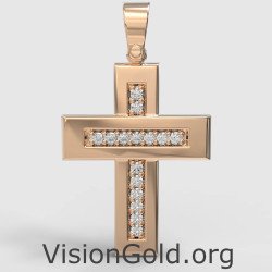 Collar de oro rosa con cruz para niños 0016R