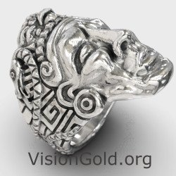 Mexicano Azteca Maya Biker Hombres Anillo de Plata 0838