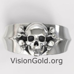 Beeindruckender Totenkopf Bandring 0840