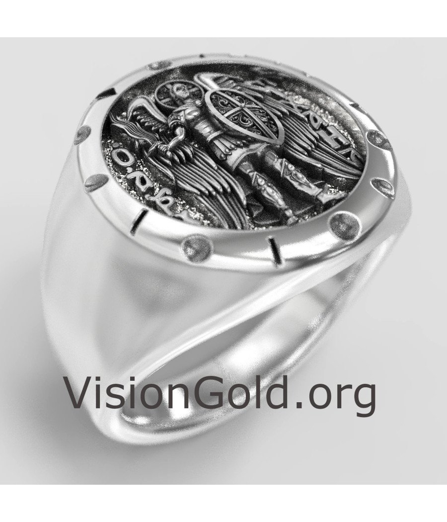 Saint Michael Signet Protection Ring - Religious Ring 0842