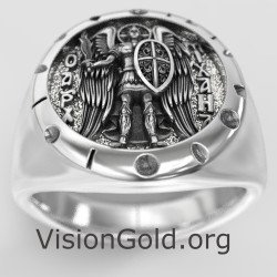 Saint Michael Signet Protection Ring - Religious Ring 0842