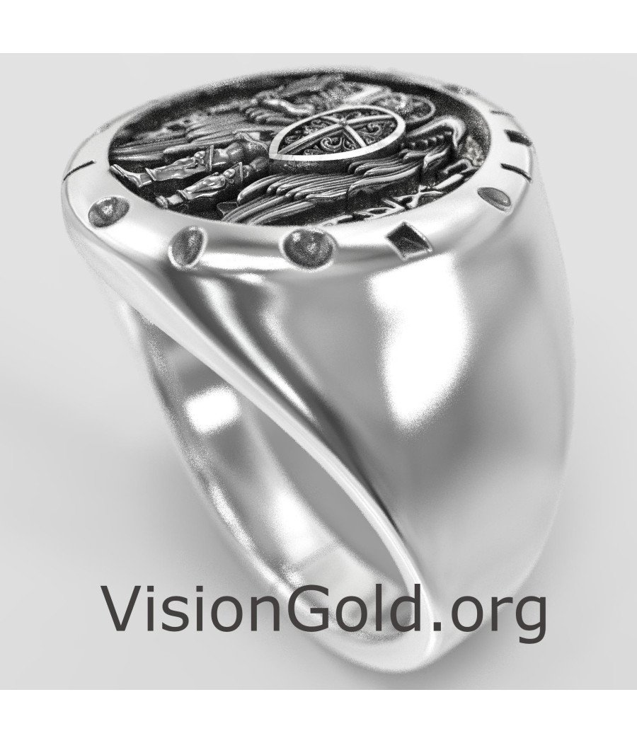 Saint Michael Signet Protection Ring - Religious Ring 0842