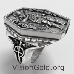 Мужское кольцо с христианским знаком Святого Михаила 0657