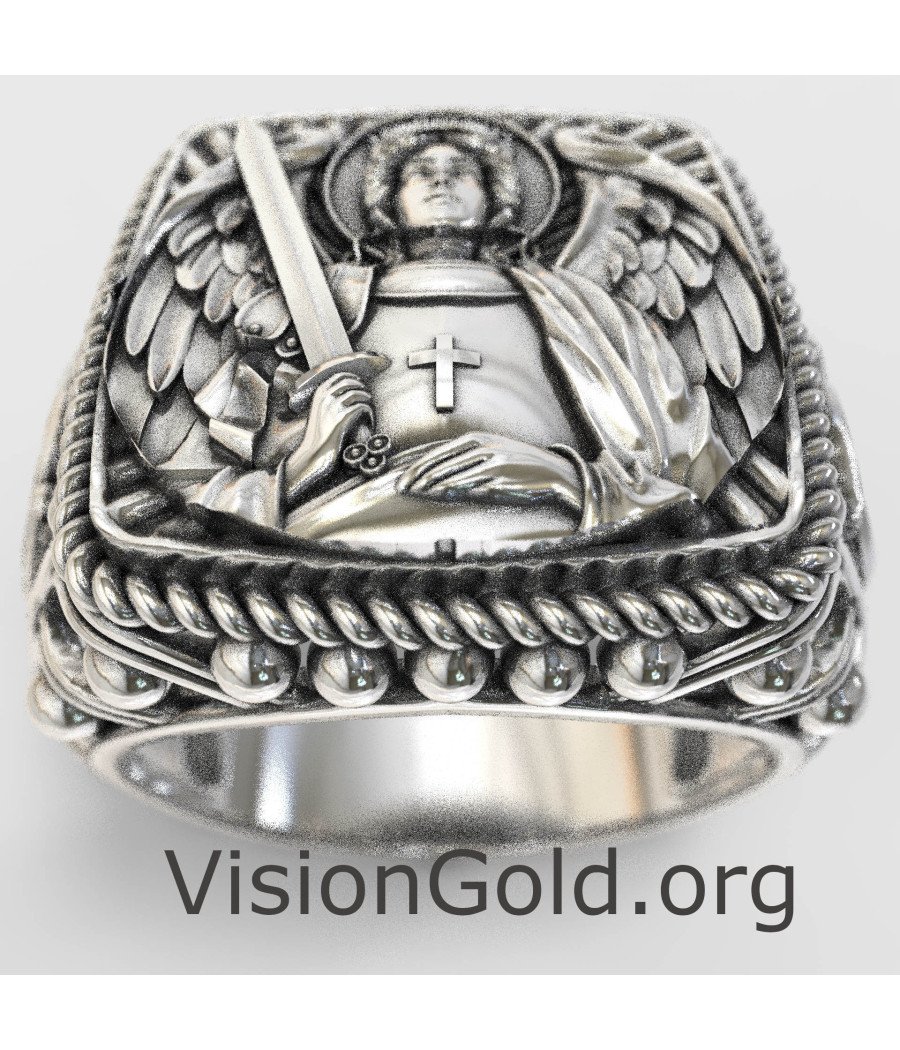 Vintage Christian Signet Saint Michael Ring 0531