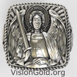 Vintage Christian Signet Saint Michael Ring 0531