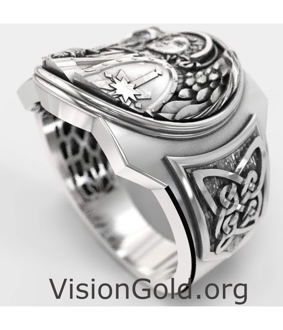 Christian Signet Silver Ring Saint Michael 0843