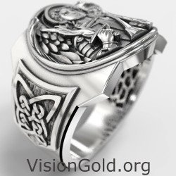 Christian Signet Silver Ring Saint Michael 0843