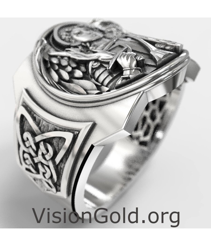 Christian Signet Silver Ring Saint Michael 0843