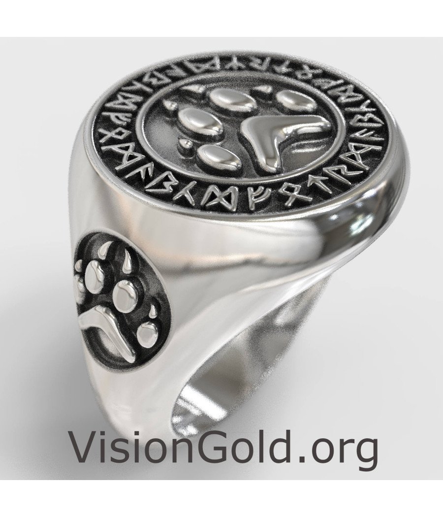 Кольцо Signet Bear Paw Carved Ring - Кольцо Боец 0845