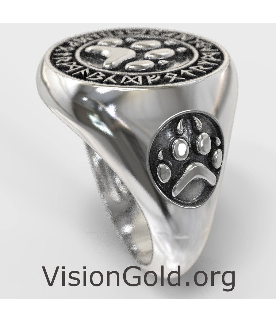 Кольцо Signet Bear Paw Carved Ring - Кольцо Боец 0845