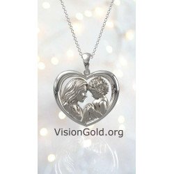 Серебряное ожерелье для матери "Сладкое сердце" 0850L