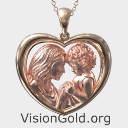 Mother and Child Heart Shape Pendant 0850R