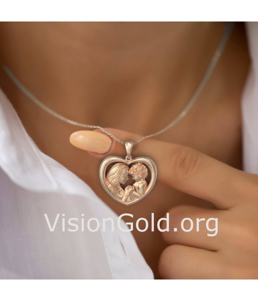 Mother and Child Heart Shape Pendant 0850R