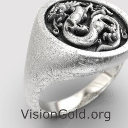 Oval Signet Chevalier Drachen Ring 0850L