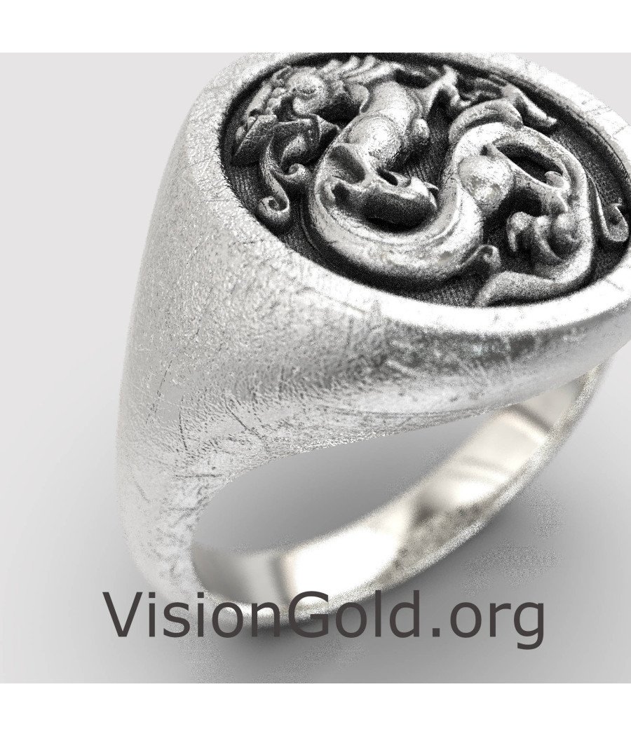 Oval Signet Chevalier Drachen Ring 0850L