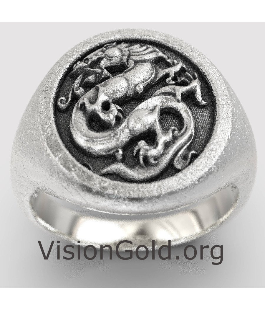 Oval Signet Chevalier Drachen Ring 0850L