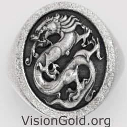 Oval Signet Chevalier Drachen Ring 0850L