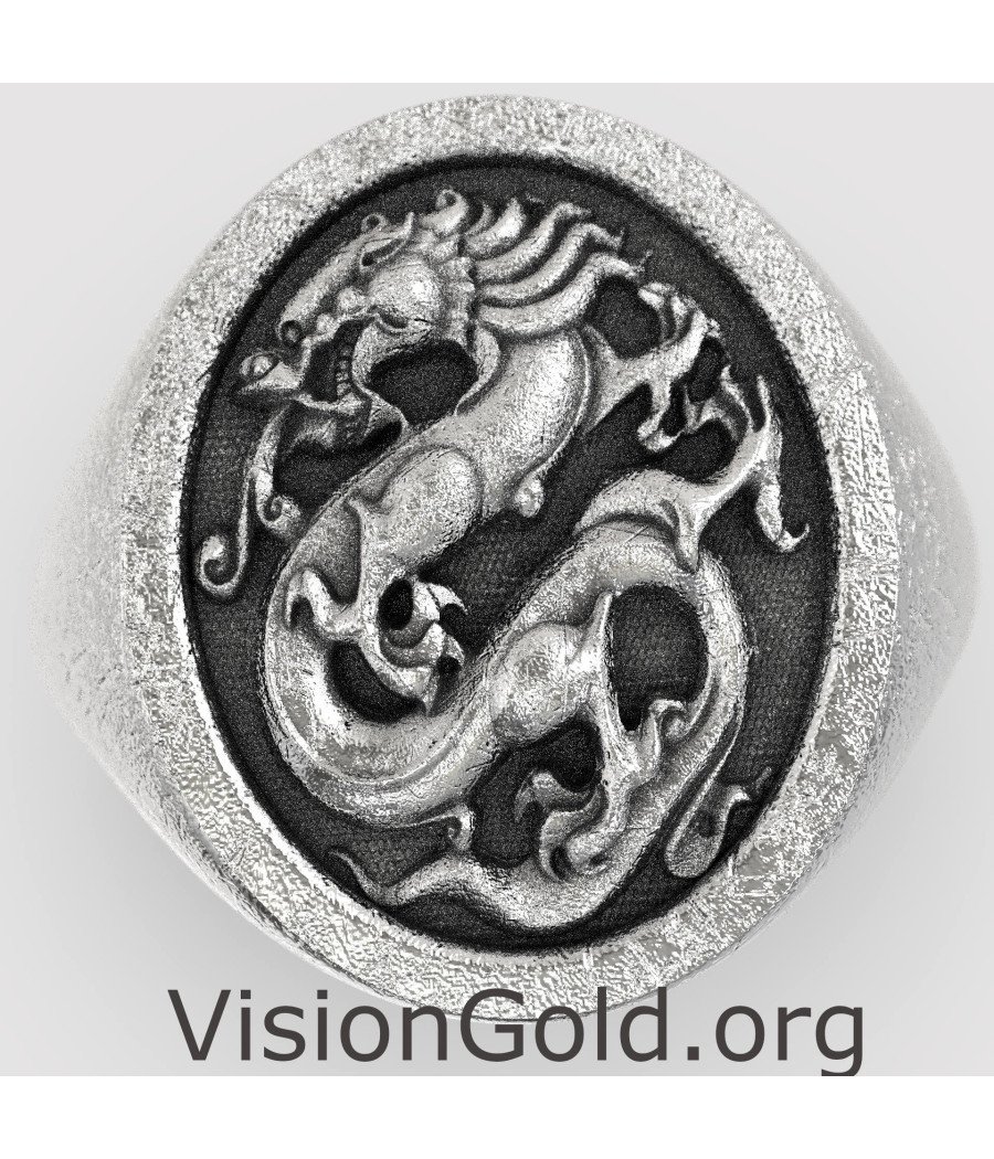 Oval Signet Chevalier Drachen Ring 0850L