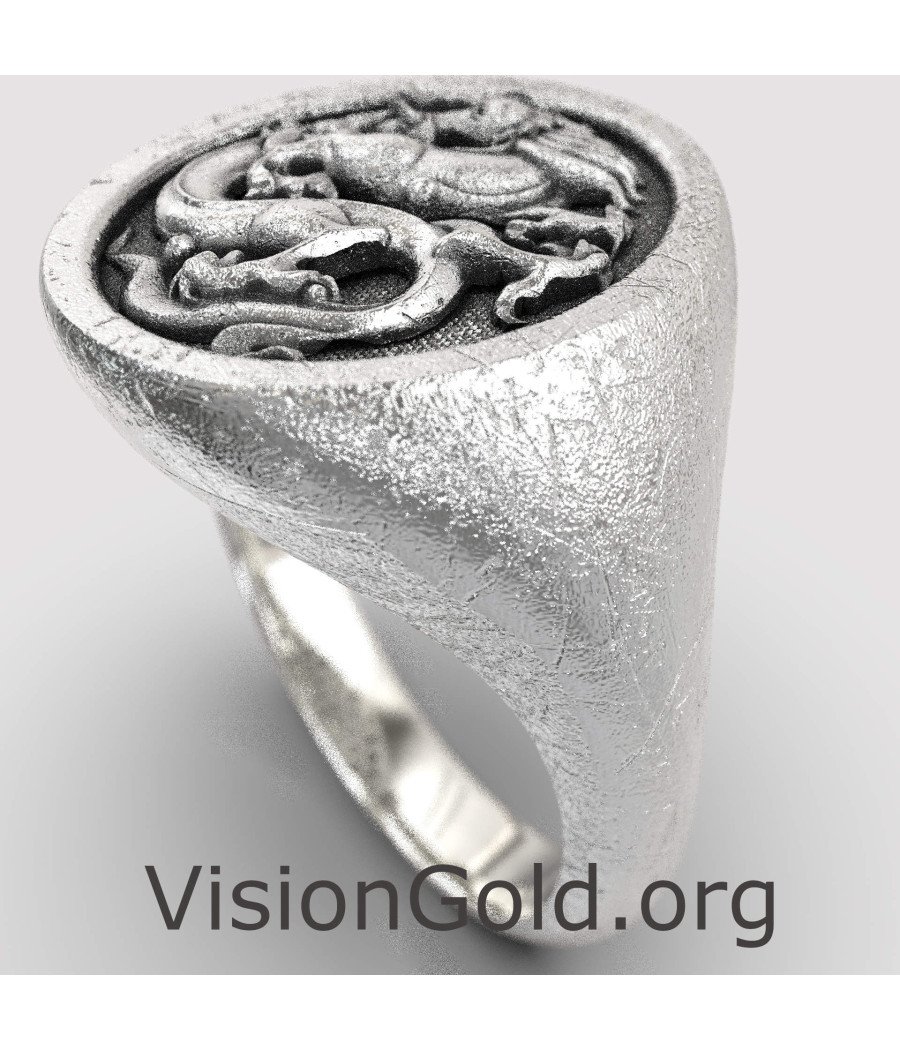 Oval Signet Chevalier Drachen Ring 0850L