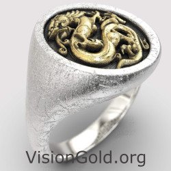 Exquisite Signet Men Ring Dragon 0850K