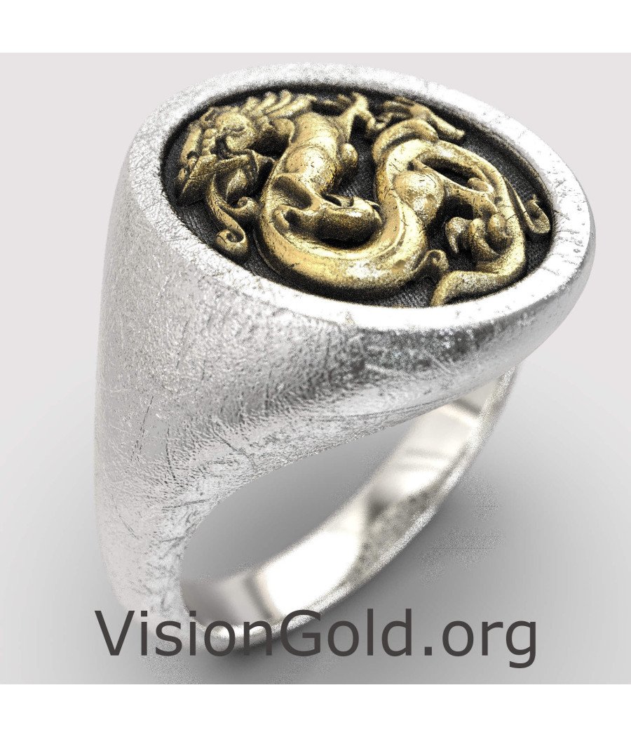 Exquisite Signet Men Ring Dragon 0850K