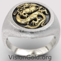 Exquisite Signet Men Ring Dragon 0850K