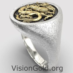 Exquisite Signet Men Ring Dragon 0850K