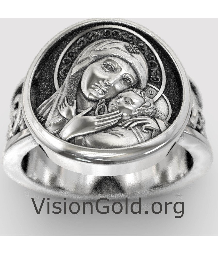 Virgin Mary And Jesus Signet Ring 0853