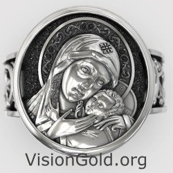 Virgin Mary And Jesus Signet Ring 0853