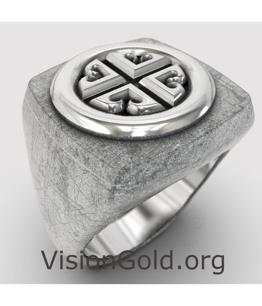 Men Christian Cross Signet Ring 0857